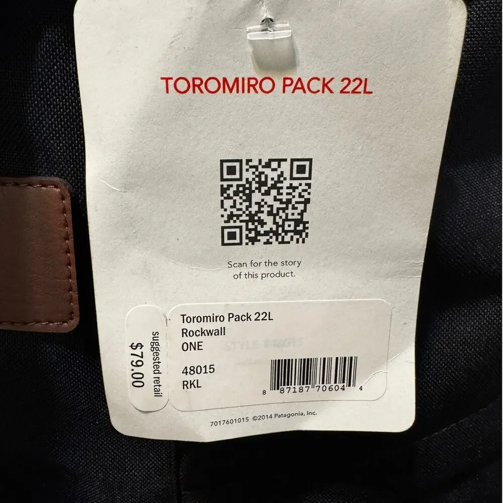 Patagonia Toromiro 22L Backpack Black Top Load Hiking Daypack Laptop Bag NWT
